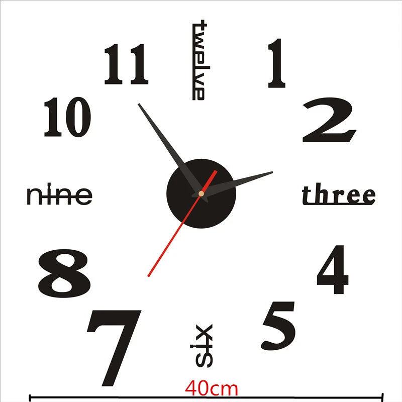 3D ABSTRACT Plastic Luminous Round Face Acrylic Frameless DIY Mute Stickers Quartz Metal Wall Clocks/Colors-Silver/Black/Green