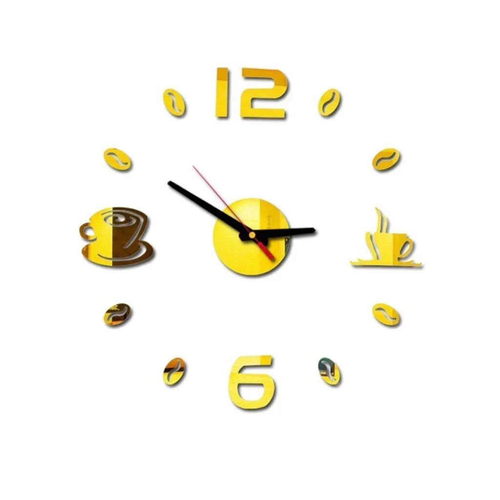 Digital Circular Acrylic PS Glass Wall Clock Stickers/Colors-Red/ Black/Silver/Yellow