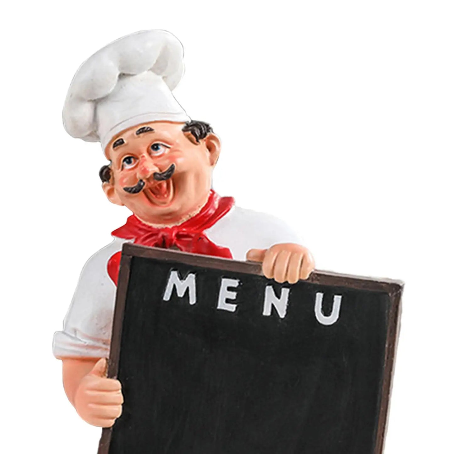Kitchen Chef w/ Menu Chalkboard Figurine Statues/Colors-Black/White