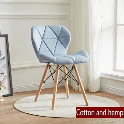 Nordic Cotton Hemp Upholstered Dining Beech Wood Legs Chairs/Colors-Purple/Red/Blue/White/Green/Yellow/Beige/Brown/Orange/Pink/Black
