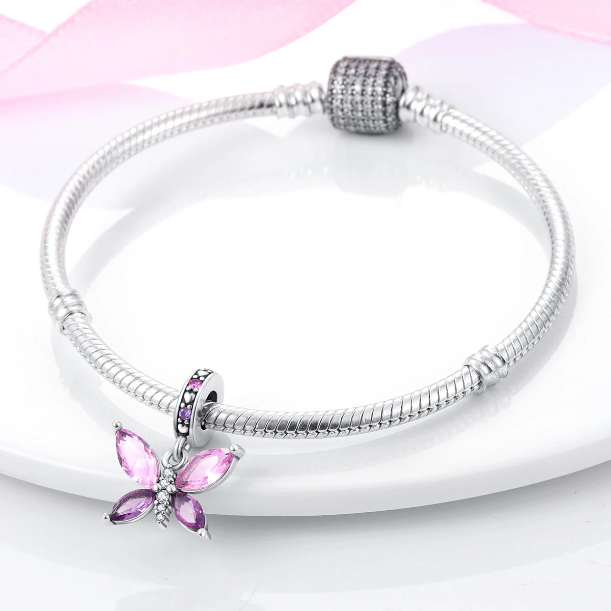 Fine Irregular Silver Plated Round Charms-Pendants Rope Link Bracelets/Colors-Silver/Pink/Multicolor/Floral/Animal