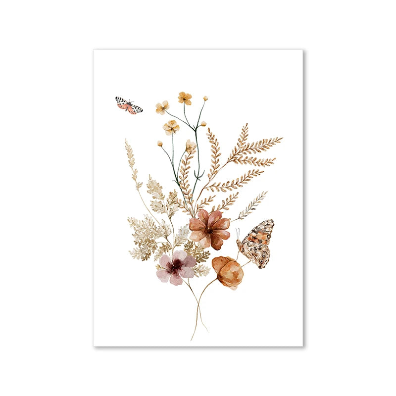 Baby Unframed Personalized Watercolor Wildflowers/Alphabet Canvas Waterproof Ink Prints/Colors-Floral/White