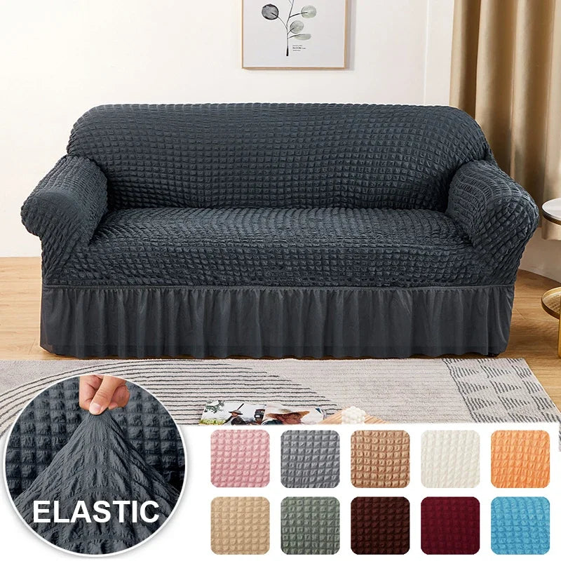 1-4 Seaters Small-X Large Solid Color Printed Polyester-Spandex Elastic Stretch Sofa L-Shape Slipcovers/Colors-Gray/White/Beige/Brown/Pink/Red