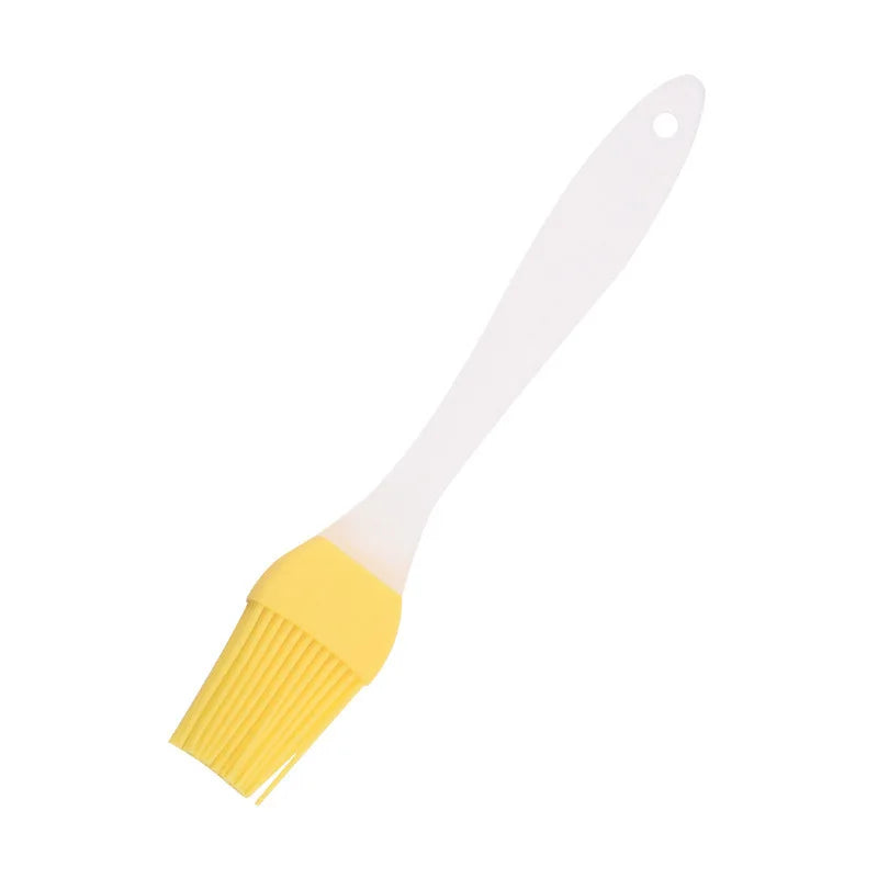 Kitchen Plastic Non-Slip Frosted Handle Disassembling Head Basting Silicone Bristle Brush-Hook Hole/ Colors-Orange/Pink/Green/Red/Yellow/Blue