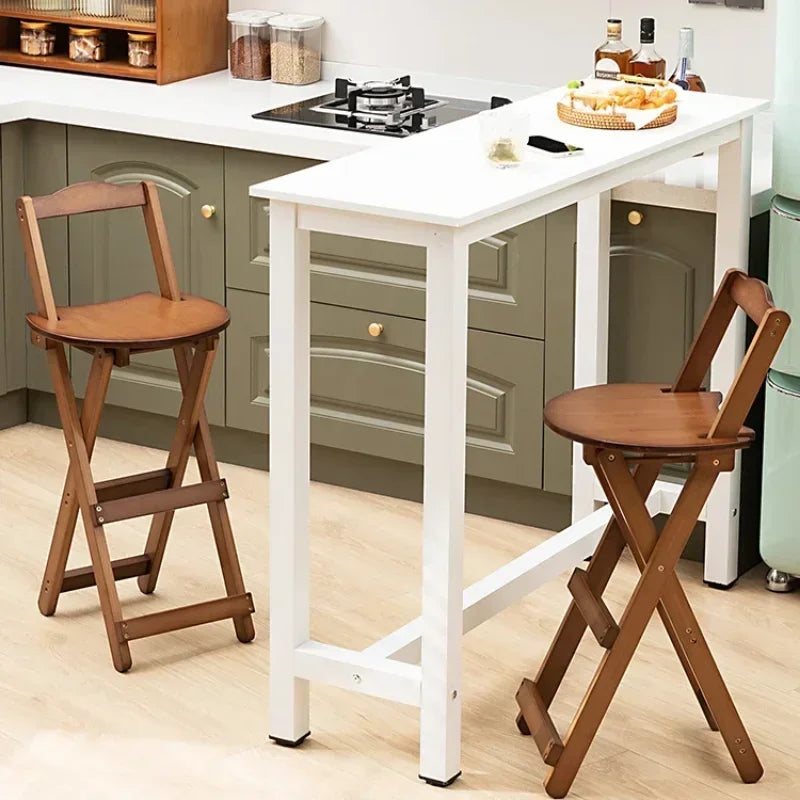 2pcs Durable Small Low Back Polished Bamboo Foldable Flat Bar Stools/Sizes: S-M-L/Beige/Brown