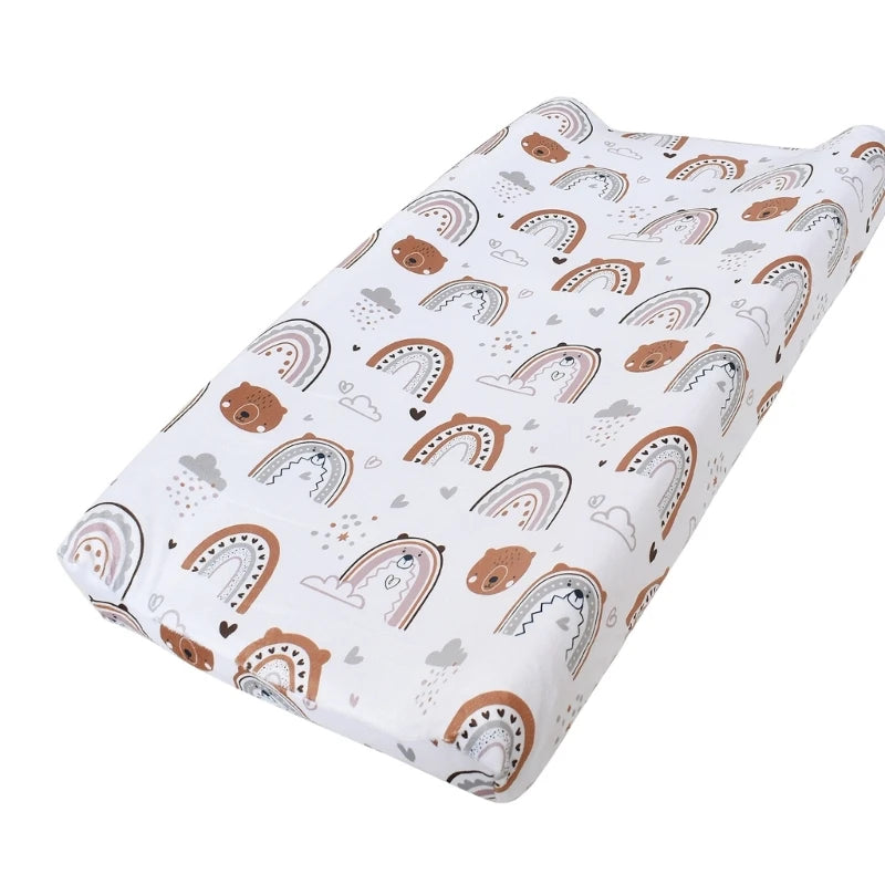 Newborn Babies Soft Polyester Fabric Cute Cartoon Design Removable Washable Diaper Changing Pad Printed COVERS/Colors-Multicolor/Floral/Animal/Rainbow