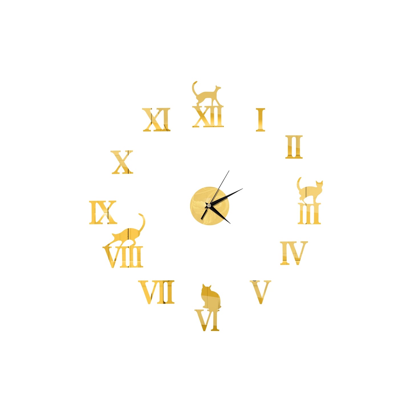 Self-Adhesive Waterproof Vapor-Proof Non-Toxic Safe Acrylic 3D Mirror Wall Clock Decals/Colors-Black/Silver/Gold