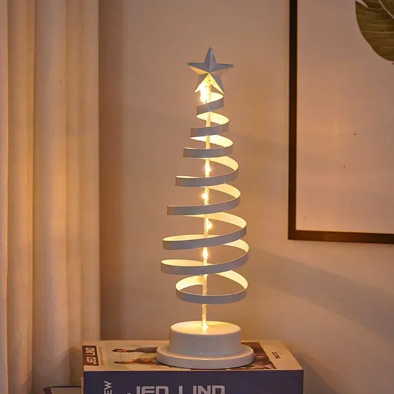 Acrylic Warm White LED Tabletop Fade-Wear-Resistant Christmas Tree Round Metal Base Table Lamps/ Battery Operated /3-AA Batteries (Not Included)/On/Off Switch/Colors-Gold/White/Clear/Silver