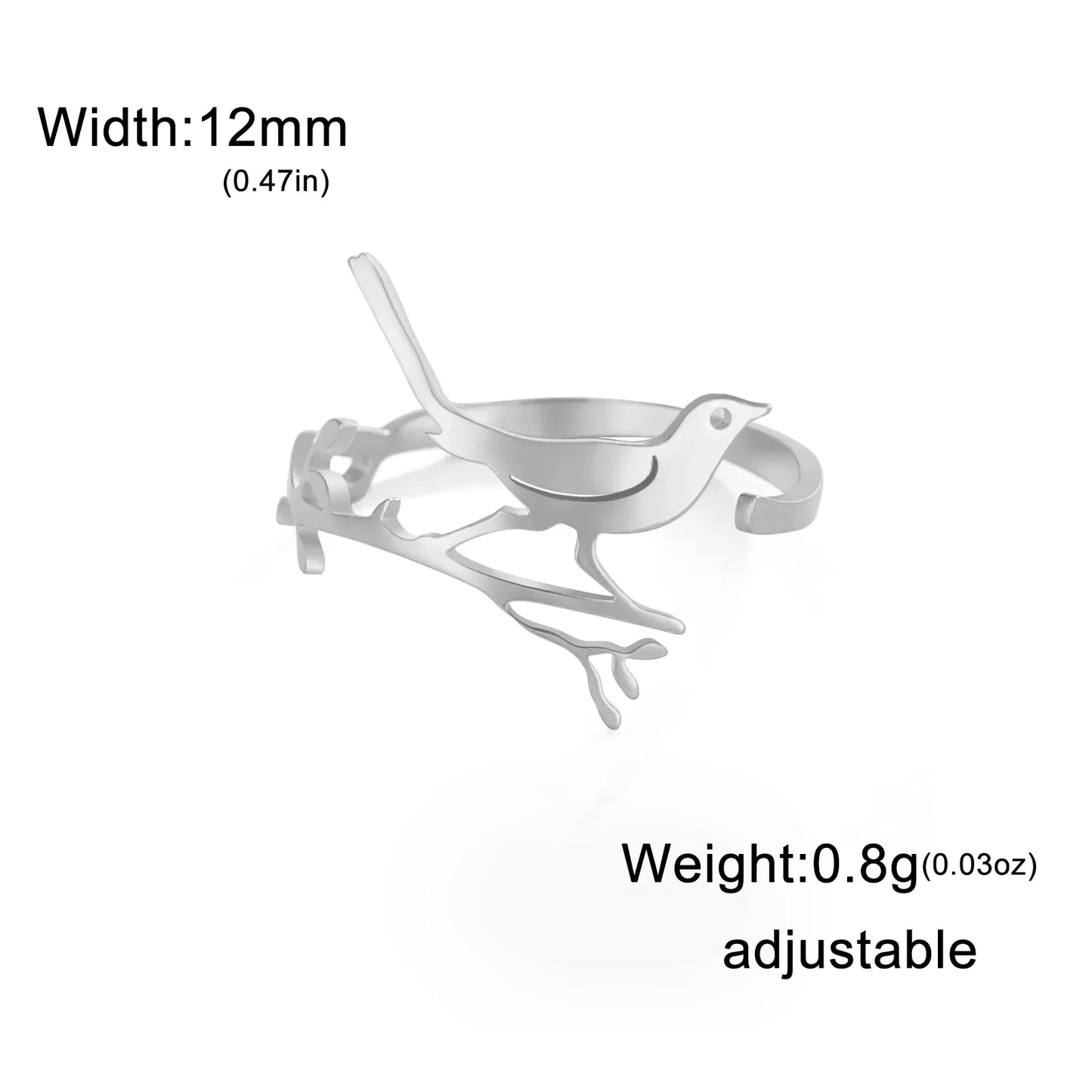 Skyrim Adult Women Metal Gold-Silver Plated Hummingbird-Flowers Open Adjustable Imitation Finger Rings