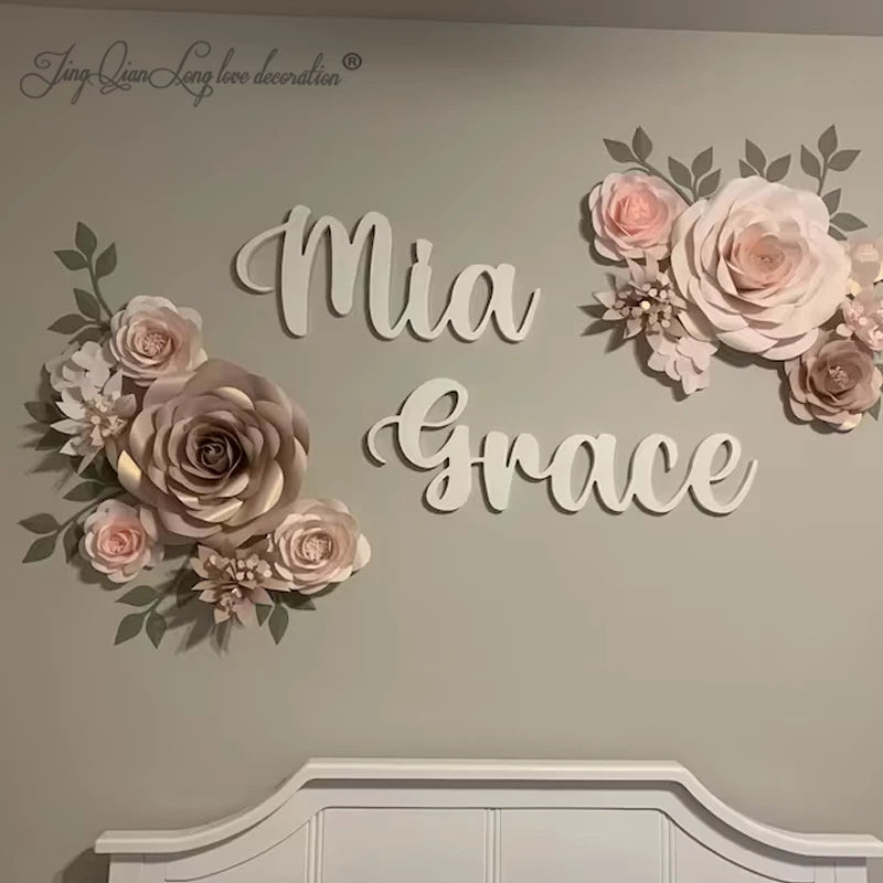 Baby-Kids Wood Custom Glowing-In-The-Dark-Letters Of Their Name Plaques/Colors-White/Pink/Gold/Black/Beige