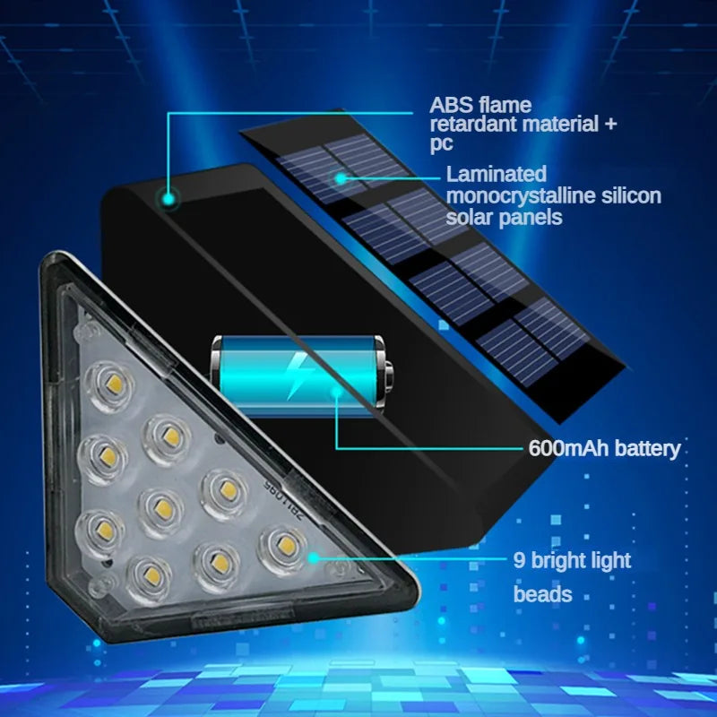INDMIRD 4-6 PCS Super Bright Black Triangle Shaped Plastic Body Warm-Cool White LED Solar-Powered Waterproof Intelligent Light-Sensitive Dark-Automatic Step Lights Set /Colors-Black/White/Gray/Yellow