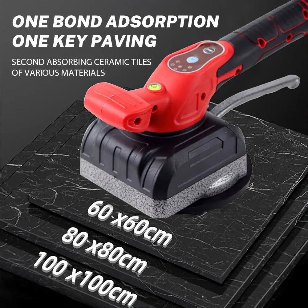 No-EN-Name-Null Outdoor Adjustable 5 Speed Gears Rechargeable Lithium-Ion Battery-Powered Red-Black Plastic Body Suction Cup Bottom Electric Leveling Floor Tile Machines Masonry Tools/ 1-Battery Charger/1-2 Lithium-Ion Batteries Optional /1-Cloth Bag