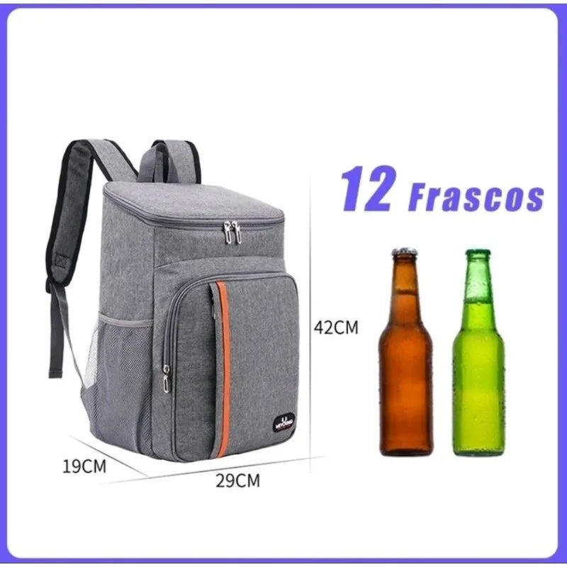 No-EN-Name-Null Large Waterproof Two Padded Straps Black Oxford Fabric Five Pockets Double-Open Zippers Fully-Coated Aluminum Foil Thermal-Cold Double-Opening Zippers Hiking Backpacks/Colors-Black/Gray/Blue/Orange