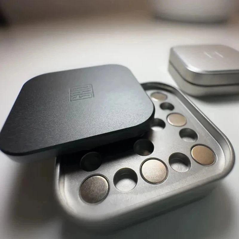 AHHLCLT Teens-Adults Aluminum Steel Metal Curved Edges Flat Square Shaped Magnetic Push Fidget Slider Executive Toys/Ages: 13-18 Years Old Adults/Colors-Gray/Black/Silver