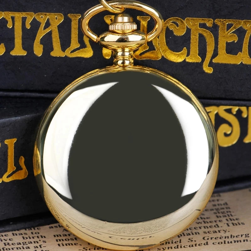 SHUHANG Adults Vintage Waterproof Antique Quartz 12 Hour Display Glossy Gold Round Shaped Metal Alloy Case Plastic Face Pendant Chain-Pocket Watches /Colors-Black/Silver/Gold/With-Without Box