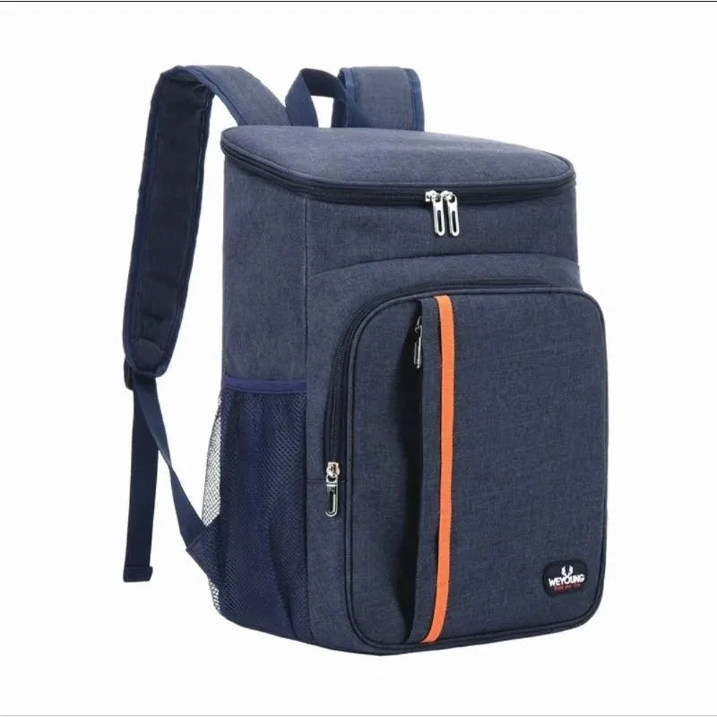 No-EN-Name-Null Large Waterproof Two Padded Straps Black Oxford Fabric Five Pockets Double-Open Zippers Fully-Coated Aluminum Foil Thermal-Cold Double-Opening Zippers Hiking Backpacks/Colors-Black/Gray/Blue/Orange