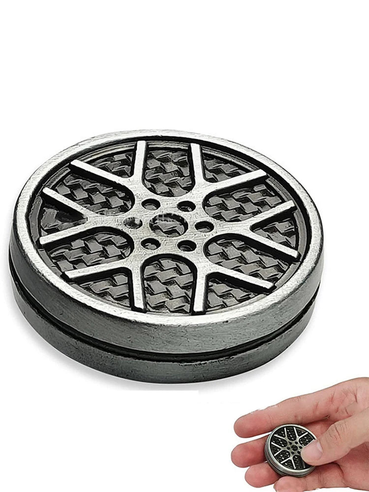 AHHLCLT Round Shaped Zinc Alloy Metal Silver-Gray Car Wheel Fidget Haptic Coins Magnetic Force Fidget ADHD-Autism Pocket Size Activity Clicker Toys/Ages: 13-18 Years Old + Older