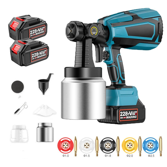1000ML Electric Spray Gun Cordless Paint Sprayer Auto Furniture Steel Coating Airbrush 5 Nozzle Compatible for Makita Battery
