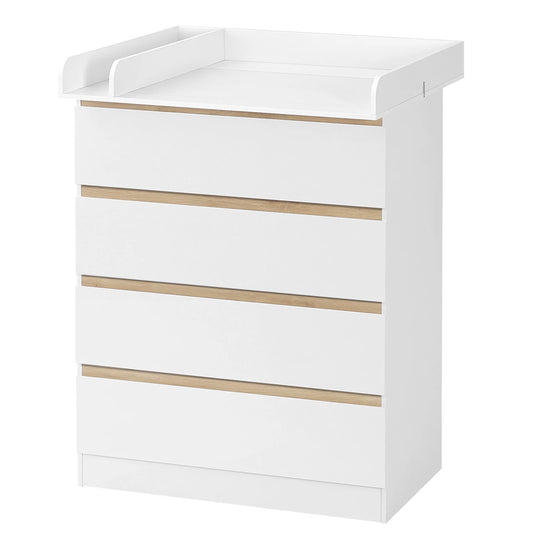WOLTU White Baby-Kids MDF Wood 4 Large Drawers Diaper Changing Tables Dresser Combo