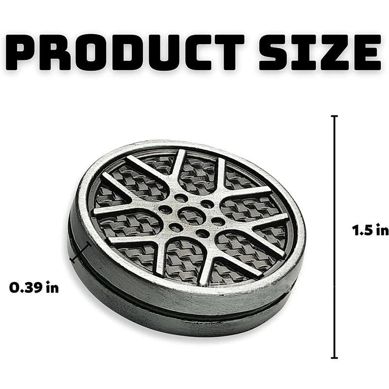 AHHLCLT Round Shaped Zinc Alloy Metal Silver-Gray Car Wheel Fidget Haptic Coins Magnetic Force Fidget ADHD-Autism Pocket Size Activity Clicker Toys/Ages: 13-18 Years Old + Older