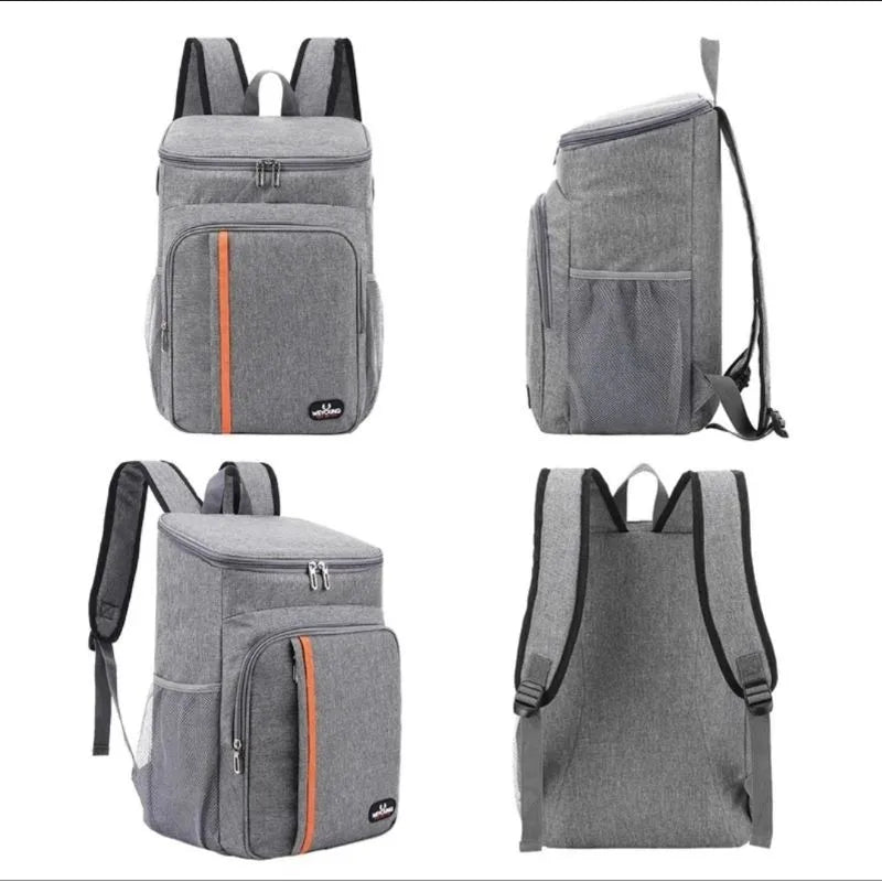 No-EN-Name-Null Large Waterproof Two Padded Straps Black Oxford Fabric Five Pockets Double-Open Zippers Fully-Coated Aluminum Foil Thermal-Cold Double-Opening Zippers Hiking Backpacks/Colors-Black/Gray/Blue/Orange