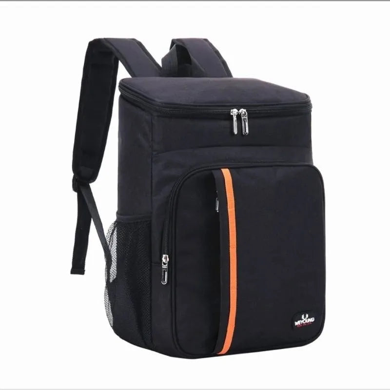 No-EN-Name-Null Large Waterproof Two Padded Straps Black Oxford Fabric Five Pockets Double-Open Zippers Fully-Coated Aluminum Foil Thermal-Cold Double-Opening Zippers Hiking Backpacks/Colors-Black/Gray/Blue/Orange
