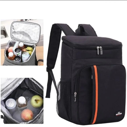 No-EN-Name-Null Large Waterproof Two Padded Straps Black Oxford Fabric Five Pockets Double-Open Zippers Fully-Coated Aluminum Foil Thermal-Cold Double-Opening Zippers Hiking Backpacks/Colors-Black/Gray/Blue/Orange