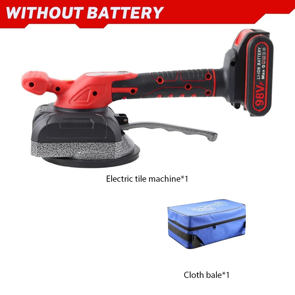 No-EN-Name-Null Outdoor Adjustable 5 Speed Gears Rechargeable Lithium-Ion Battery-Powered Red-Black Plastic Body Suction Cup Bottom Electric Leveling Floor Tile Machines Masonry Tools/ 1-Battery Charger/1-2 Lithium-Ion Batteries Optional /1-Cloth Bag