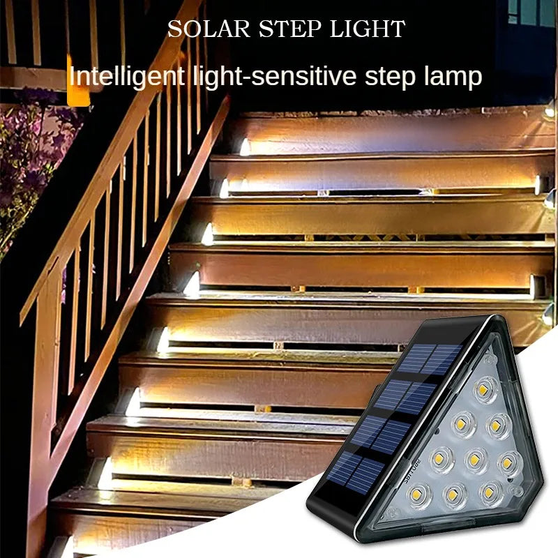 INDMIRD 4-6 PCS Super Bright Black Triangle Shaped Plastic Body Warm-Cool White LED Solar-Powered Waterproof Intelligent Light-Sensitive Dark-Automatic Step Lights Set /Colors-Black/White/Gray/Yellow