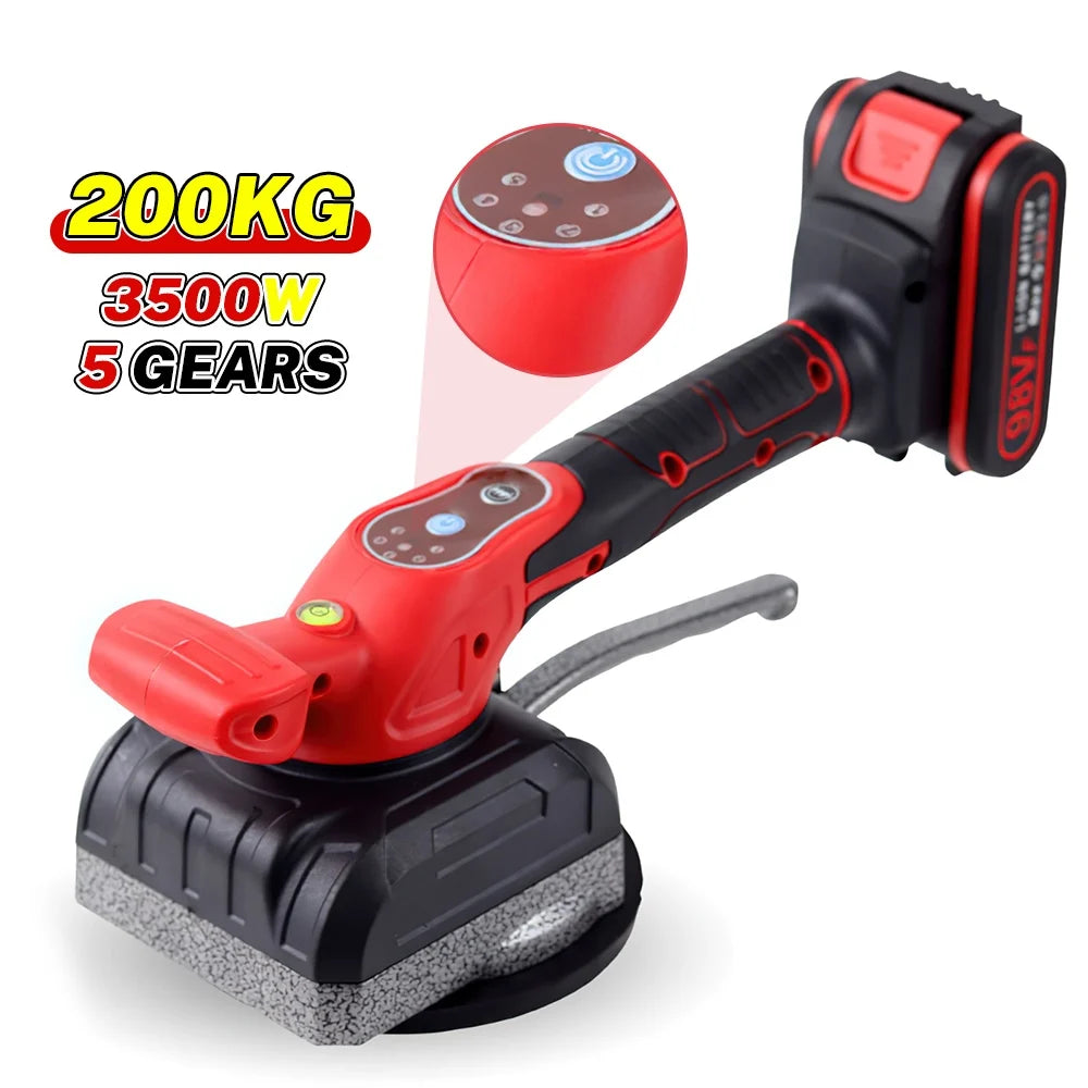 No-EN-Name-Null Outdoor Adjustable 5 Speed Gears Rechargeable Lithium-Ion Battery-Powered Red-Black Plastic Body Suction Cup Bottom Electric Leveling Floor Tile Machines Masonry Tools/ 1-Battery Charger/1-2 Lithium-Ion Batteries Optional /1-Cloth Bag