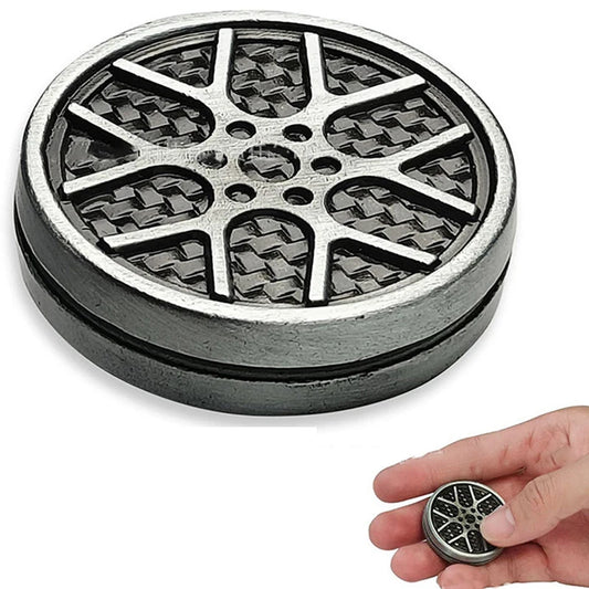 AHHLCLT Round Shaped Zinc Alloy Metal Silver-Gray Car Wheel Fidget Haptic Coins Magnetic Force Fidget ADHD-Autism Pocket Size Activity Clicker Toys/Ages: 13-18 Years Old + Older