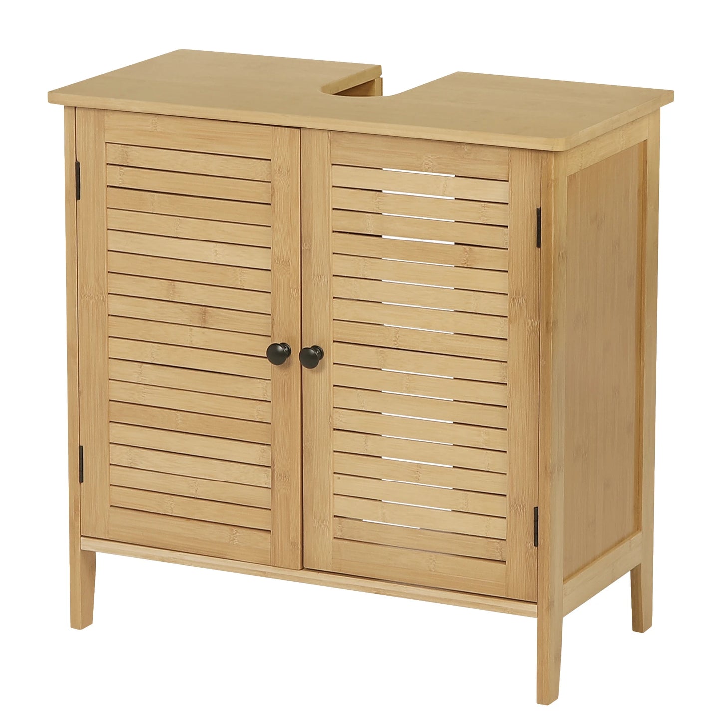 No-EN-Name-Null Modern Beige-Brown Bamboo Wood Two Door Adjustable Shelves Metal Accessories Sink Bathroom Cabinets /Colors-Brown/Beige/Sizes: 60x30x60cm