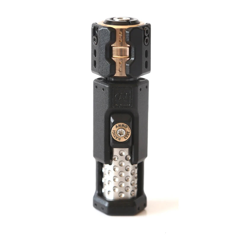 AHHLCLT Handheld Mechanical Hardcore Long Round Rectangle Black-Silver-Gold Metal Dissipation Musketeers Gun Bolt Spinner EDC Haptic Push Slider Stress-Relieving Executive Toys/Ages 18 Years Old + Older