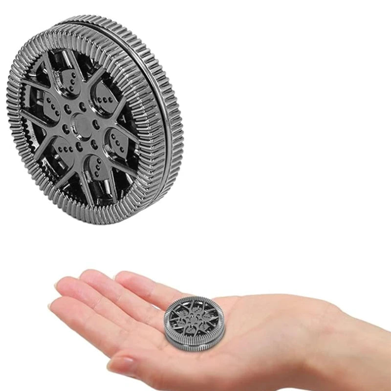 AHHLCLT Round Shaped Zinc Alloy Metal Silver-Gray Car Wheel Fidget Haptic Coins Magnetic Force Fidget ADHD-Autism Pocket Size Activity Clicker Toys/Ages: 13-18 Years Old + Older