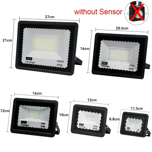 ADIODO Outdoor Waterproof Black Trim-White Rectangle Shaped Plastic Body IP66 Protection Level DC-Powered Rotating Adjustable PIR Motion Sensor Angle Warm-Cool White LED Lights Wall-Mounted Flood-Spot Lights