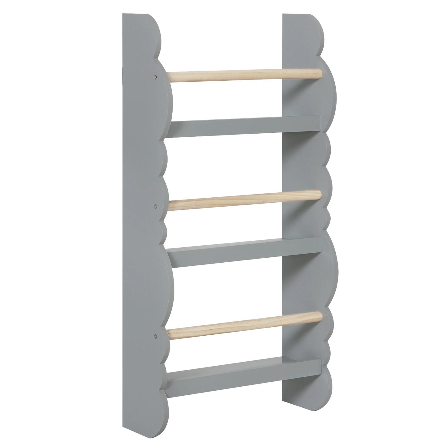 WOLTU Kids Modern Four-Open Display Shelves Eco-Friendly Water-Base Green Paint E1 Pine Wood Bars Wall-Mounted Rack Bookcases/Colors-White/Green/Gray/Ages: 3 Years Old And Older