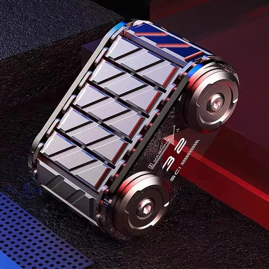 AHHLCLT Kids-Adults Geometric Rectangle Steel Metal Flat Top Tank Four Wheel Linkage Fine Mechanical Decompression Roller Fidget Executive Toys/Ages: 3-18 Years Old-Adults/Colors-Gray/Silver/Black/Bronze/Geometric