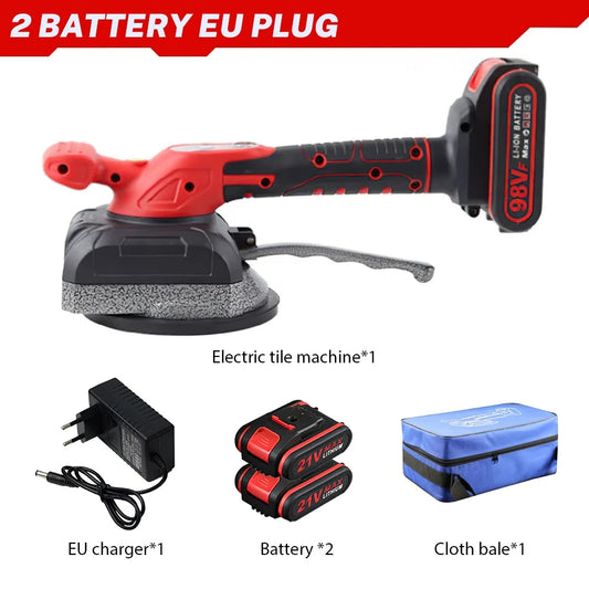 No-EN-Name-Null Outdoor Adjustable 5 Speed Gears Rechargeable Lithium-Ion Battery-Powered Red-Black Plastic Body Suction Cup Bottom Electric Leveling Floor Tile Machines Masonry Tools/ 1-Battery Charger/1-2 Lithium-Ion Batteries Optional /1-Cloth Bag