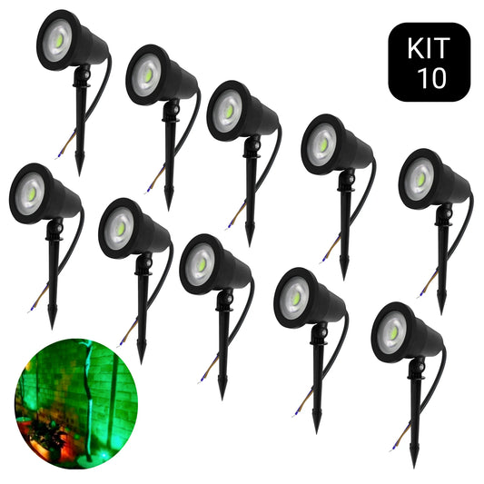 RY Brand Outdoor Garden 10 PCS Dimmable AC-Powered Cool-Warm White-Green Lights Display Black Round COB LED Underground Plastic Stake Lights Sets/Colors-Black/Green/White/Multicolor/Bulbs Included