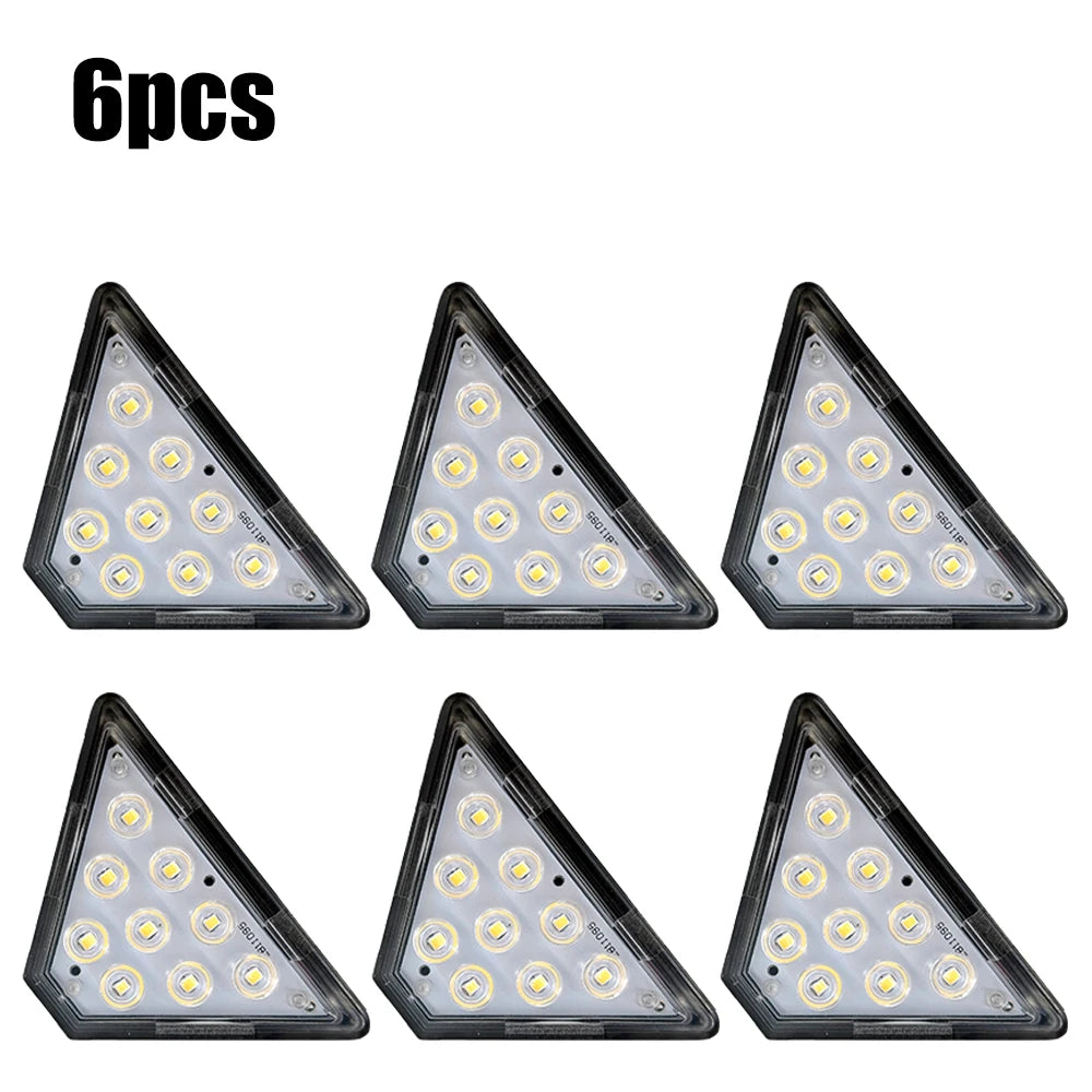 INDMIRD 4-6 PCS Super Bright Black Triangle Shaped Plastic Body Warm-Cool White LED Solar-Powered Waterproof Intelligent Light-Sensitive Dark-Automatic Step Lights Set /Colors-Black/White/Gray/Yellow