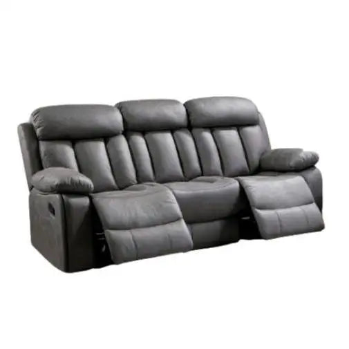 No-EN-Name-Null  Beige 3-Seater Iron Metal Frame-Solid Eucalyptus Wood Upholstered Padded Soft Velvet Jade Fabric Cushions Two Reclining Chair Sofas/ Colors-Beige/Gray/Brown/Green/Size: 101cm H x 97cm D 208cm W