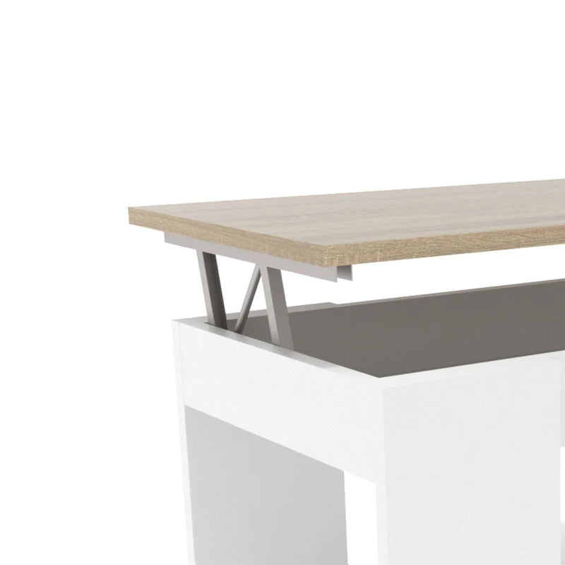 Dormidan Melamine Rectangle 4 Legged Liftable Center Coffee Tables/Metal Hinges/Colors-White/White Oak/Oak/Arctic