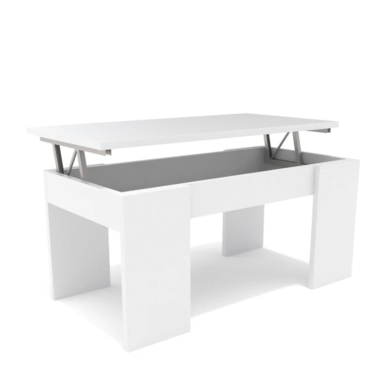 Dormidan Melamine Rectangle 4 Legged Liftable Center Coffee Tables/Metal Hinges/Colors-White/White Oak/Oak/Arctic