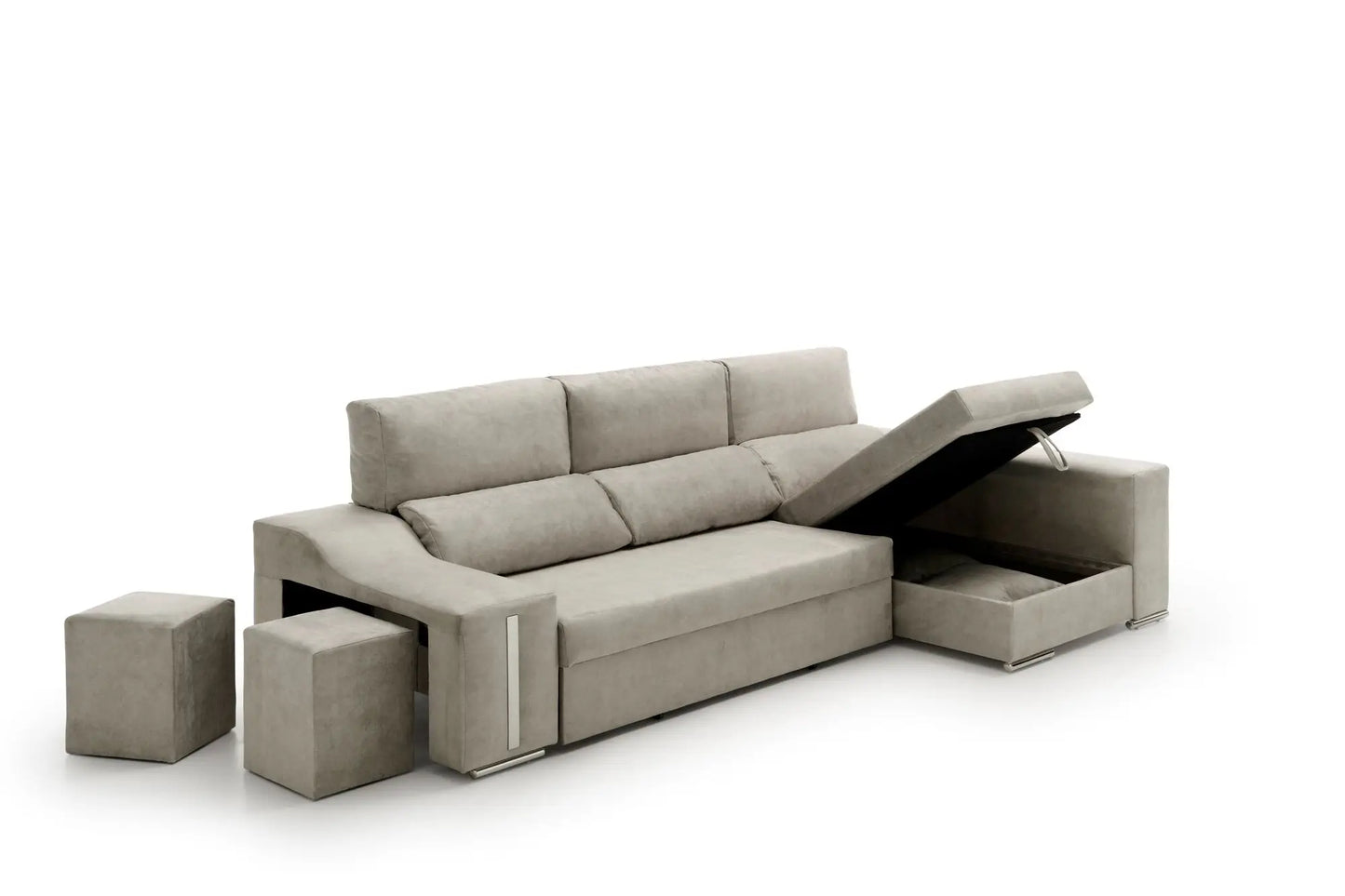 No-EN-Name-Null Modern Medium Firmness Soft Comfortable Anti-Stain Beige Fabric Cushions Pouf Giuliana Chest Pine Wood Frame Chaise Lounges Bed Sofas/Colors-Blue Sea Water/Beige/Gray/Toasted Brown