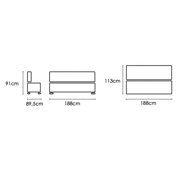 No-EN-Name-Null Modern Upholstered Marengo Beige Stone Baseball Model Design Spain Nolia Fabric Four Metal Legs Sectional Sofas/ Colors-Marengo Beige Stone/Gray Cement/Bed Size: 38x187x113 cm