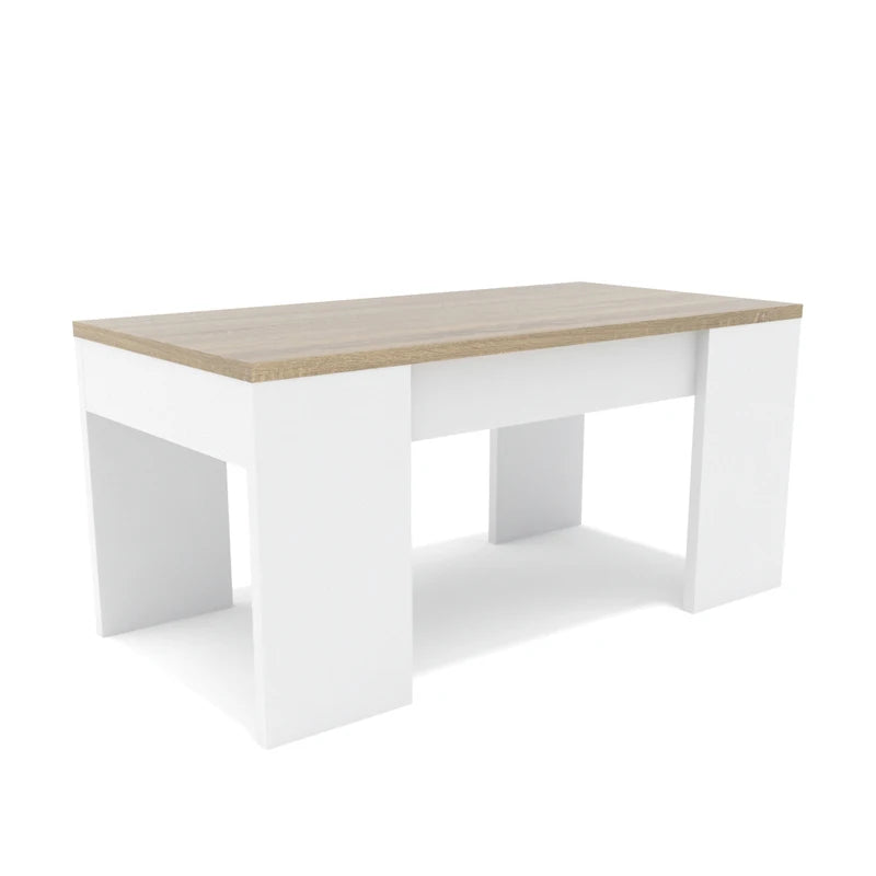 Dormidan Melamine Rectangle 4 Legged Liftable Center Coffee Tables/Metal Hinges/Colors-White/White Oak/Oak/Arctic