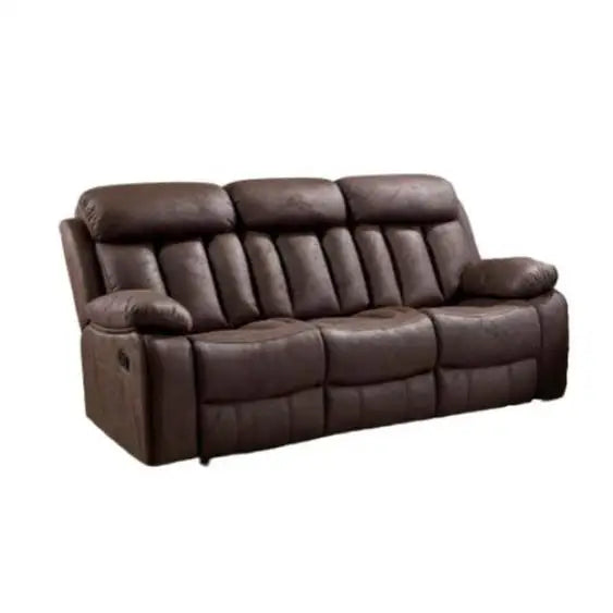 No-EN-Name-Null  Beige 3-Seater Iron Metal Frame-Solid Eucalyptus Wood Upholstered Padded Soft Velvet Jade Fabric Cushions Two Reclining Chair Sofas/ Colors-Beige/Gray/Brown/Green/Size: 101cm H x 97cm D 208cm W