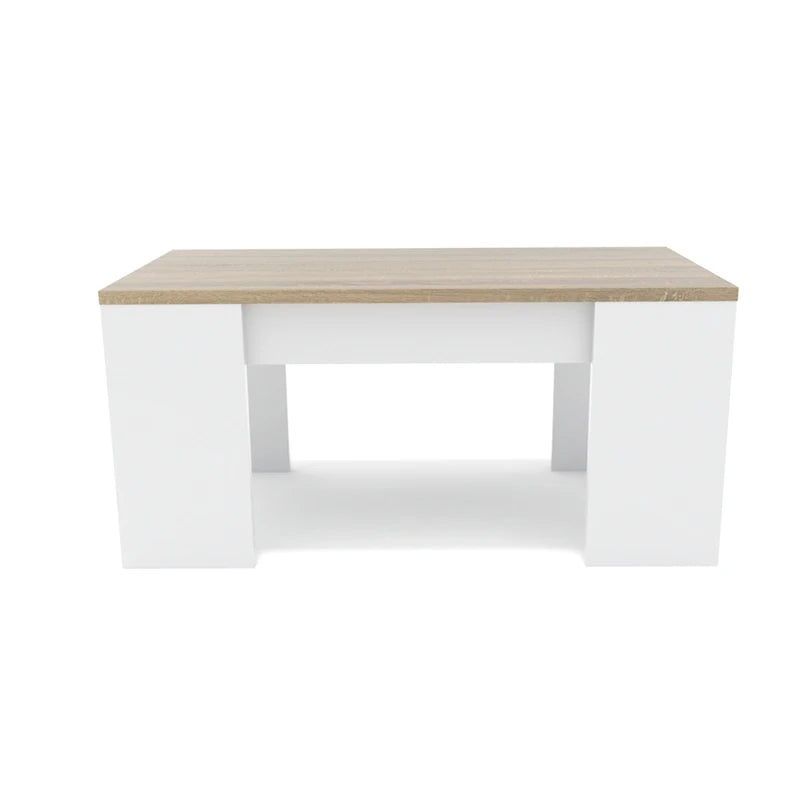 Dormidan Melamine Rectangle 4 Legged Liftable Center Coffee Tables/Metal Hinges/Colors-White/White Oak/Oak/Arctic