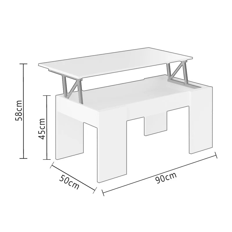 Dormidan Melamine Rectangle 4 Legged Liftable Center Coffee Tables/Metal Hinges/Colors-White/White Oak/Oak/Arctic