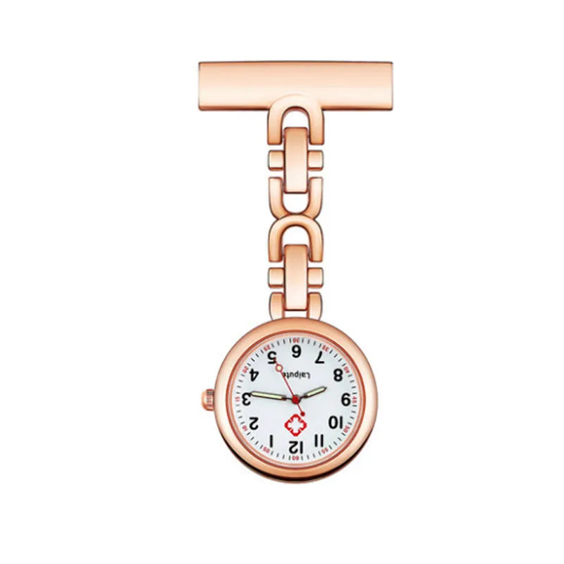 No-EN-Name-Null Gold-Silver Plated Round Metal Alloy Case Acrylic Face Lapel Pin Nurses Fob Pocket Watches